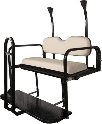 PROFX Golf Cart Rear Flip Seat Kit with Grab Bar for Club Car Precedent, Tempo, and Onward Gas & Electric Golf Carts | Buff (Beige) Cushions | Compatible with 2004-Up Models in Saudi Arabia