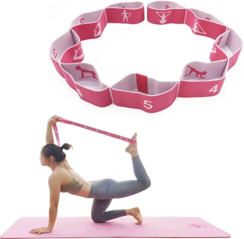 Elastic Yoga Stretching Strap Adjustable Resistance Band for Pilates Dance Flexibility Training Beginner-Friendly,Pink in Saudi Arabia