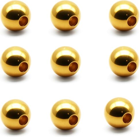 Smooth Round Spacer Beads, FDXGYH 60 Pcs Brass 8mm Round Beads for DIY Crafts Making Jewelry Accessory (Gold) in Saudi Arabia