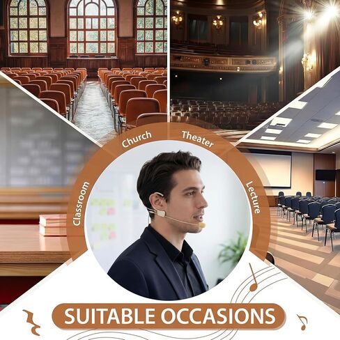 Sabary 2 Pcs Headset Microphone Dual Headworn Earset Over Ear Hanging with 4 Pin XLR 5ft Cable Compatible with Shure Wireless System Bodypack Transmitter for Lectures Live Performance Theater(Beige) in Kuwait