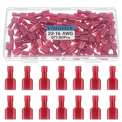 22-16 AWG Nylon Male and Female Spade Connectors Insulated Red Quick Disconnect Wire Connector Spade Crimp Terminals (Pack of 80Pcs) in Saudi Arabia