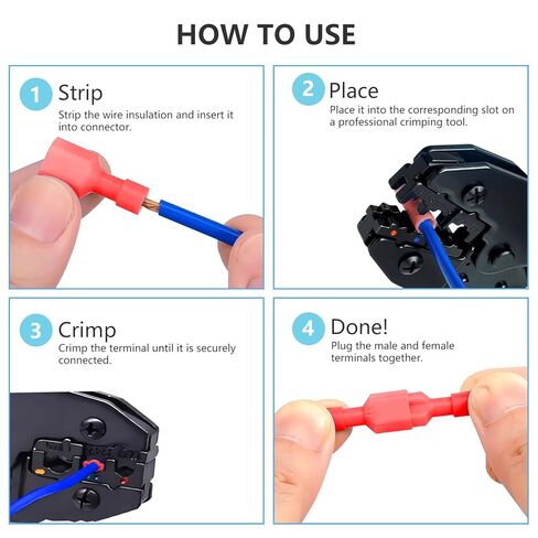 22-16 AWG Nylon Male and Female Spade Connectors Insulated Red Quick Disconnect Wire Connector Spade Crimp Terminals (Pack of 80Pcs) in Saudi Arabia