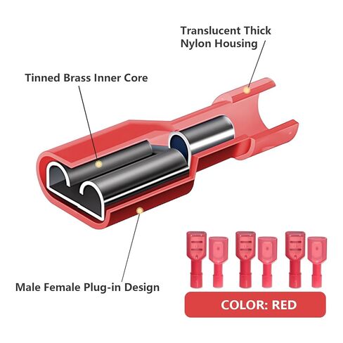 22-16 AWG Nylon Male and Female Spade Connectors Insulated Red Quick Disconnect Wire Connector Spade Crimp Terminals (Pack of 80Pcs) in Saudi Arabia