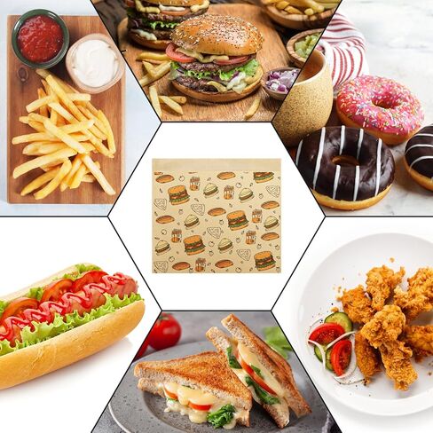 500 Pack Paper Sandwich Bags, Greaseproof Paper Snack Bags for Food, Kraft Wax Paper Bakery Bag, Food Grade Treat bags for Donuts Cookies Burgers Food Storage Wrapping, 7.9'' x 7.1'' in Saudi Arabia