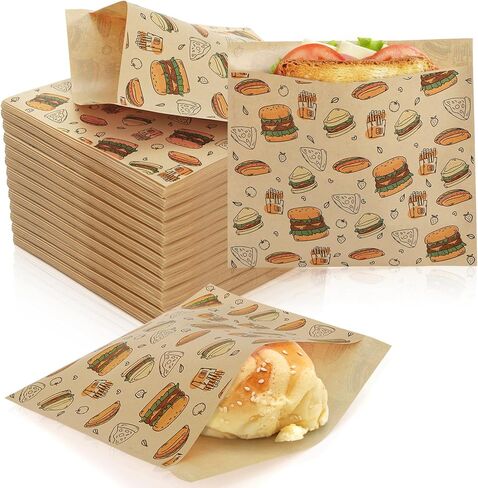 500 Pack Paper Sandwich Bags, Greaseproof Paper Snack Bags for Food, Kraft Wax Paper Bakery Bag, Food Grade Treat bags for Donuts Cookies Burgers Food Storage Wrapping, 7.9'' x 7.1'' in Saudi Arabia