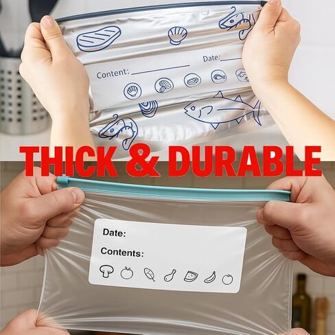 45pcs Reusable Aluminum Foil Sealable Storage Bags, 2026 New Resealable Vacuum Zipper Pouches for Food, Stand Up Foil Sealable Bags with Label and Zip Lock for Vegetable Fruit Meat | 2026 New, Resealable Vacuum, Zipper Pouches, Stand Up, For Food Storage in Saudi Arabia
