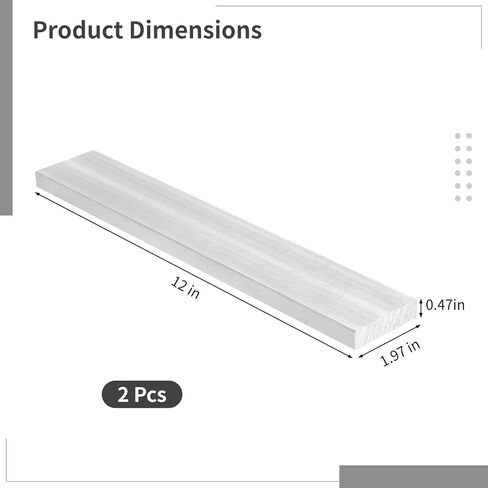 2 PCS Aluminum Flat Bar, 1/2" X 2" Aluminum Flat Bars, 12" Aluminum Bar Stock, Solid Mill Stocks, Precision Cut, Smooth Surface, Ideal for Industrial and Home Projects (2PCS) in Saudi Arabia