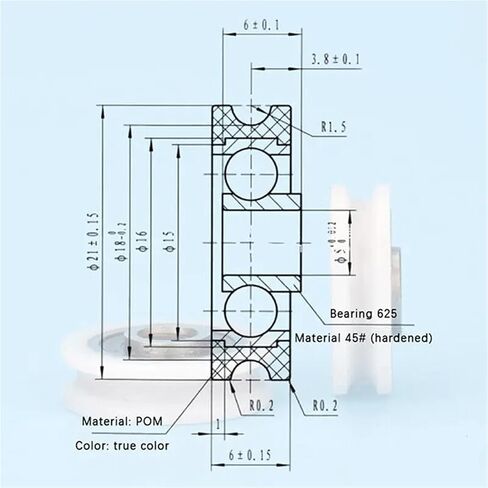 1PC 5 * 21 * 6mm U Groove Bearing Pulley Line Lifting Wheel Bathroom Wheel Hard Stainless Steel in Saudi Arabia