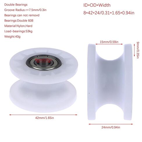1Pcs Mechanical Pulley Grooved Wheel 608zz Dual Bearing Rolling Pulley Wheel Round Wheel Roller 8 * 42 * 24mm in Saudi Arabia
