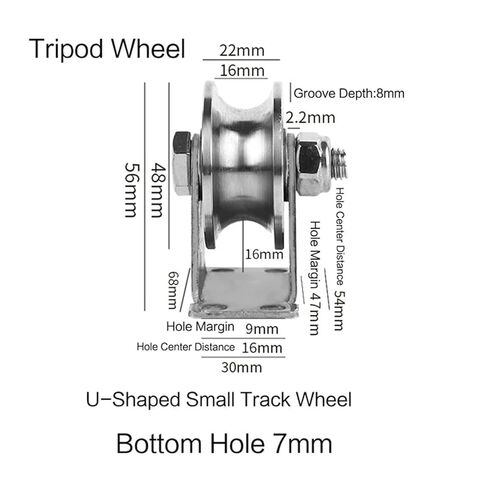 2In 304 Stainless Steel Sliding Door Wheels U-Slot Rollers Heavy Duty Pulleys Smooth Rolling Dual Bearing Plate Casters in Kuwait