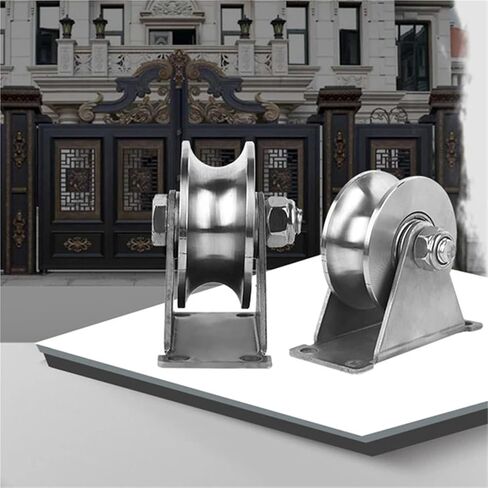 2In 304 Stainless Steel Sliding Door Wheels U-Slot Rollers Heavy Duty Pulleys Smooth Rolling Dual Bearing Plate Casters in Kuwait