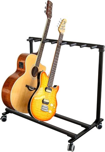 Collapsible Guitar Stand Rack Folding Design Multi Guitar Stand Multiple Instrument Stage Studio Display Rack for Acoustic Electric Bass Space-Saving Convenient Storage in Kuwait