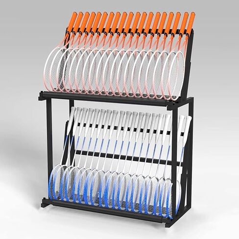 Floor-Standing Tennis Racket Rack, Heavy Duty Steel Tennis Rackets/Badminton Rackets Storage Rack, Height Adjustable, Violin/Guitar Display Stand for Retail Store,2-Tiers in Saudi Arabia
