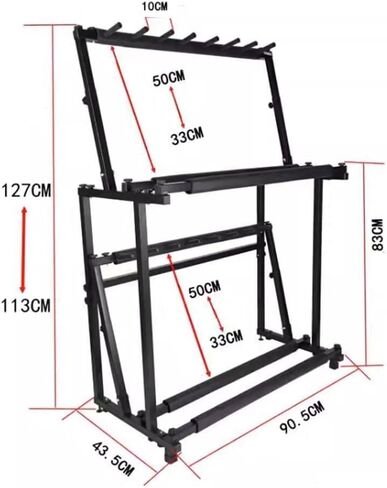 Floor-Standing Tennis Racket Rack, Heavy Duty Steel Tennis Rackets/Badminton Rackets Storage Rack, Height Adjustable, Violin/Guitar Display Stand for Retail Store,2-Tiers in Saudi Arabia