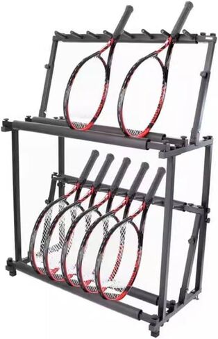 Floor-Standing Tennis Racket Rack, Heavy Duty Steel Tennis Rackets/Badminton Rackets Storage Rack, Height Adjustable, Violin/Guitar Display Stand for Retail Store,2-Tiers in Saudi Arabia