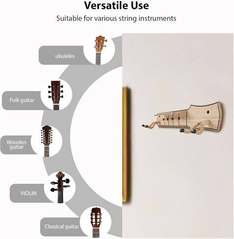 Wood Guitar Wall Mount Holder Hook Stand Shelf for 2 Guitars Acoustic Electric Banjo Bass Ukulele Display in Saudi Arabia
