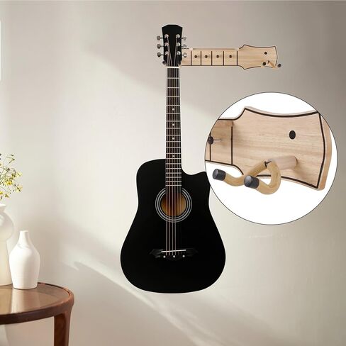 Wood Guitar Wall Mount Holder Hook Stand Shelf for 2 Guitars Acoustic Electric Banjo Bass Ukulele Display in Saudi Arabia