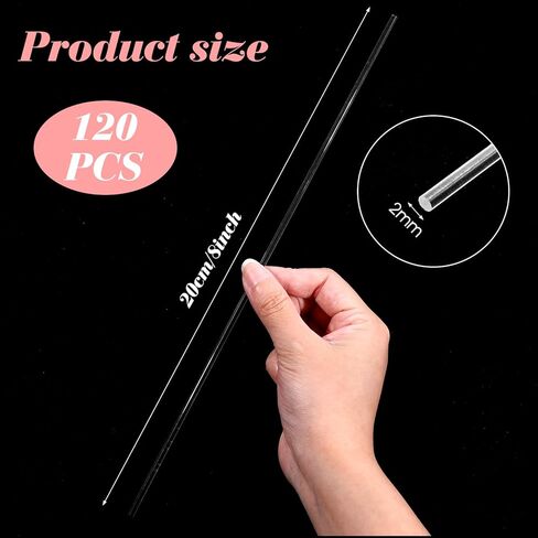 120 PCS Cake Topper Sticks, Plastic Sticks, 8 Inch 2mm Diameter Acrylic Rods for Cake Pops, DIY Crafts, Stirring, Party Decorations in Saudi Arabia