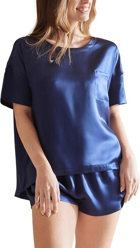 THXSILK 100% Mulberry Silk Women's Pajamas Set, Women's Lingerie Sleep Lounge, 2 Piece Womens Pajama Shorts Silk Pjs in Kuwait