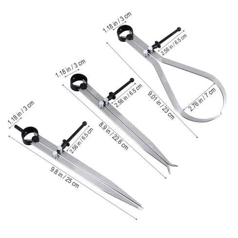 3 Pcs Carbon Steel Divider Caliper Set with Hardened Spring Fulcrum Rapid Fine Adjustment Inside Id and Outside Od Measuring Tools for Precision Machinist Work in Saudi Arabia