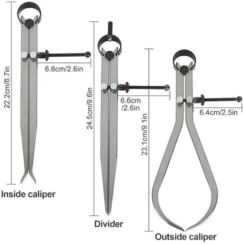 3 Piece Spring Caliper/Divider Set, 8 inches Inside Spring Outside Divider Caliper Set, Calipers Measuring Tool for Wood Turning Lathe Projects in Saudi Arabia