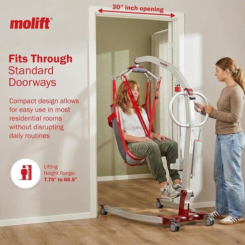 Molift Smart 150 Premium Electric Patient Lift Transfer Chair - No-Assembly Foldable Design for Home & Travel - Intelligent Professional-Grade Lift Assist for Elderly & Limited Mobility - 330 lbs Cap in Saudi Arabia