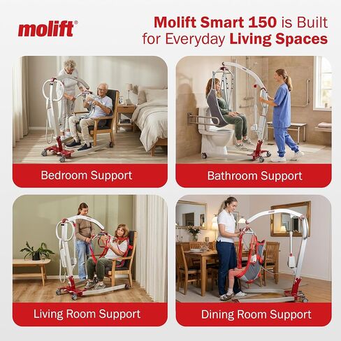 Molift Smart 150 Premium Electric Patient Lift Transfer Chair - No-Assembly Foldable Design for Home & Travel - Intelligent Professional-Grade Lift Assist for Elderly & Limited Mobility - 330 lbs Cap in Saudi Arabia