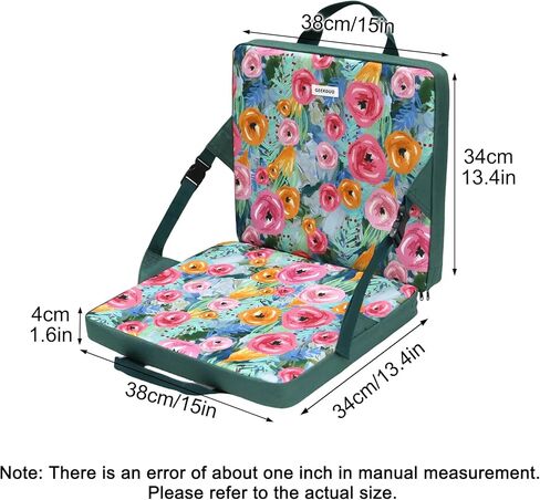 Portable Stadium Seat Cushion with Back Support - Waterproof Bleacher Pad for Sports Events, Camping, Concerts & Outdoor Activities (Floral Green) in Kuwait