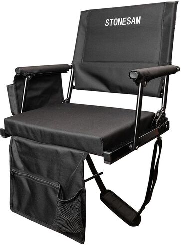 مقعد استاد STONESAM مع دعم خلفي قابل للتعديل، وكرسي مدرج مع حاملات أكواب بمسند للذراعين وحزام للحمل in Kuwait