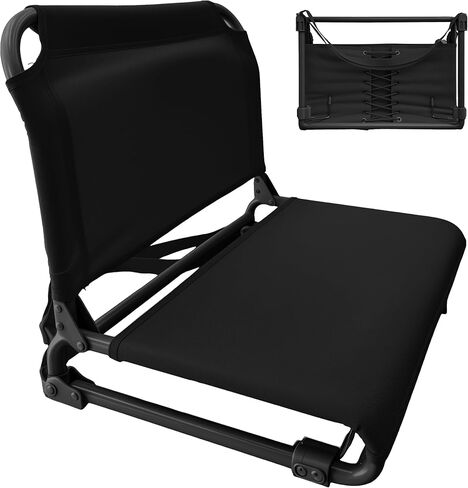 Stadium Seat for Bleachers with Legs, Portable Folding Stadium Chair Bleacher Chair with Back Support & Shoulder Strap for Camping & Outdoor Events, Black in Saudi Arabia