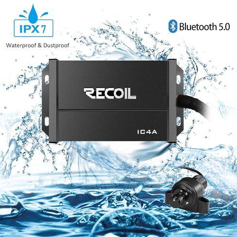 RECOIL IC4A Waterproof Bluetooth 4 Channel Amplifier 260W RMS, IPX7 with AUX Input and Handlebar Remote, for Boat UTV Jeep Golf Motorcycle Hidden Installation in Saudi Arabia