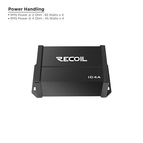 RECOIL IC4A Waterproof Bluetooth 4 Channel Amplifier 260W RMS, IPX7 with AUX Input and Handlebar Remote, for Boat UTV Jeep Golf Motorcycle Hidden Installation in Saudi Arabia