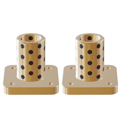 2 Pcs 20mm ID×28mm OD×20mm Length Brass Graphite Wrapped Oilless Bushings Square Flanged Sleeve Bearings Flange Dia 49mm Self-lubricating Plain Bearing for Rotating or Transmission Machinery in Saudi Arabia
