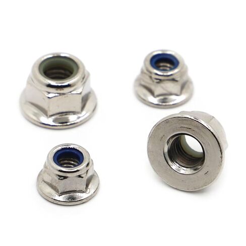 Qinlu-Washers M3 M4 M5 M6 M8 Nickel Plated Carbon Steel Metric Threaded Nylon Insert Hex Flange Self-Locking Locking Nut Wheel Locknut 10pcs， for Factories Repair(M4 10pcs) in Saudi Arabia