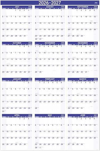 2024 Wall Calendar -12 Monthly Calendar 2024 with Thick Paper, 12" x 17", Jan. 2024 - Dec. 2024, Twin-Wire Binding + Hanging Hook + Large Ruled Blocks with Julian Dates - Blue Gilding in Kuwait