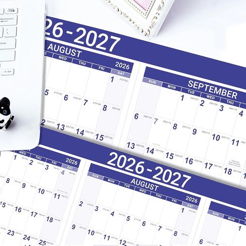 2024 Wall Calendar -12 Monthly Calendar 2024 with Thick Paper, 12" x 17", Jan. 2024 - Dec. 2024, Twin-Wire Binding + Hanging Hook + Large Ruled Blocks with Julian Dates - Blue Gilding in Kuwait