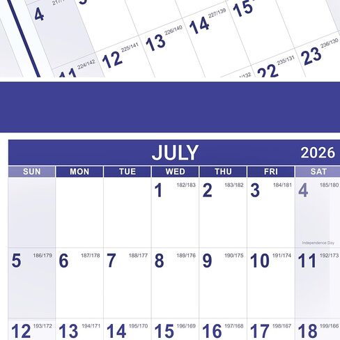 2024 Wall Calendar -12 Monthly Calendar 2024 with Thick Paper, 12" x 17", Jan. 2024 - Dec. 2024, Twin-Wire Binding + Hanging Hook + Large Ruled Blocks with Julian Dates - Blue Gilding in Kuwait