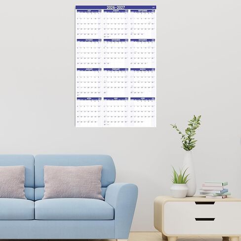 2024 Wall Calendar -12 Monthly Calendar 2024 with Thick Paper, 12" x 17", Jan. 2024 - Dec. 2024, Twin-Wire Binding + Hanging Hook + Large Ruled Blocks with Julian Dates - Blue Gilding in Kuwait