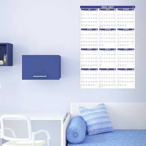 2024 Wall Calendar -12 Monthly Calendar 2024 with Thick Paper, 12" x 17", Jan. 2024 - Dec. 2024, Twin-Wire Binding + Hanging Hook + Large Ruled Blocks with Julian Dates - Blue Gilding in Kuwait