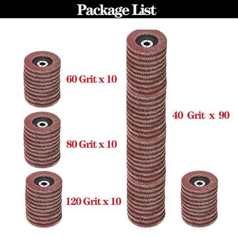 أقراص رفرف 120 قطعة 4.5 بوصة - 90 قطعة 40 حبيبة، 10 قطع 60 حبيبة، 10 قطع 80 حبيبة، 10 أقراص طحن 120 حبيبة 4 1/2 عجلات طحن متنوعة، مواد كاشطة من أكسيد الألومنيوم، قرص مطحنة in Kuwait