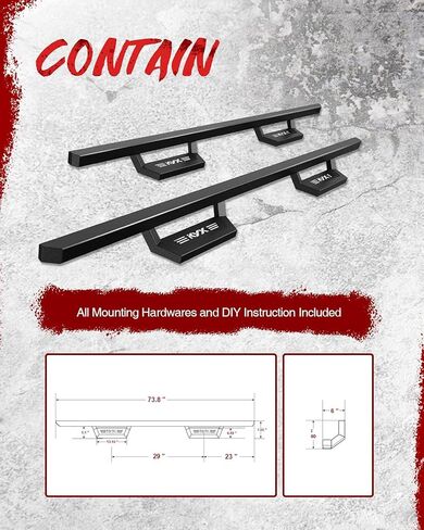 KYX 6 inches Running Boards for 2009-2018 Ram 1500/2010-2025 Ram 2500 3500 Crew Cab & 2019-2024 1500 Classic Side Steps Nerf Bars Truck Step Rails in Kuwait
