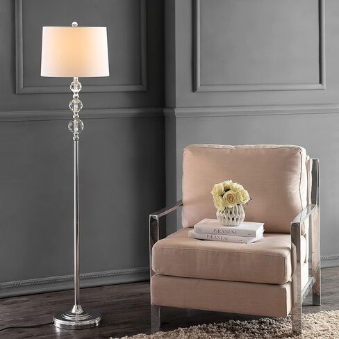SAFAVIEH Lighting Collection Venezia Clear Crystal/ Chrome 61-inch Living Room Bedroom Home Office Standing Floor Lamp (LED Bulb Included) in Saudi Arabia