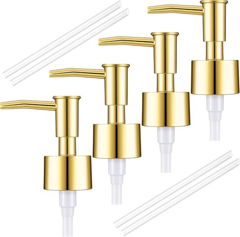 4 Pack Soap Dispenser Pump Replacement, Polypropylene Pump Head for Standard 28/400 Thread Bottles, Gold Soap Dispenser Top Replacement for Lotion, Dish & Liquid Soaps in Saudi Arabia