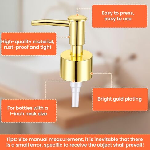 4 Pack Soap Dispenser Pump Replacement, Polypropylene Pump Head for Standard 28/400 Thread Bottles, Gold Soap Dispenser Top Replacement for Lotion, Dish & Liquid Soaps in Saudi Arabia