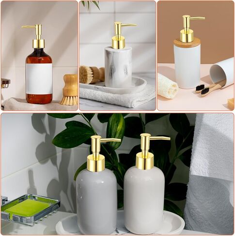 4 Pack Soap Dispenser Pump Replacement, Polypropylene Pump Head for Standard 28/400 Thread Bottles, Gold Soap Dispenser Top Replacement for Lotion, Dish & Liquid Soaps in Saudi Arabia