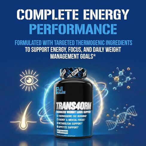 دعم حرق الدهون من EVL - دعم سريع المفعول لفقدان الوزن ودعم الشهية - مكمل الشاي الأخضر Trans4orm للرجال والنساء - 60 وجبة in Saudi Arabia