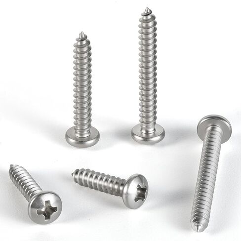 #8 x 3/4 Inch Pan Head Wood Screws, Phillips Drive, Stainless Steel 304 (18-8),Self Tapping for Wood, Sheet Metal Screws (120Pcs) in Kuwait