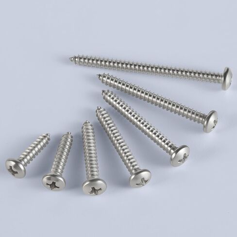 #8 x 3/4 Inch Pan Head Wood Screws, Phillips Drive, Stainless Steel 304 (18-8),Self Tapping for Wood, Sheet Metal Screws (120Pcs) in Kuwait