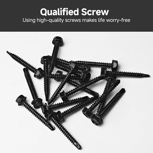 Mywish 50pcs #12 x 1 Self Drilling Screws for Metal, 410 Stainless Steel Hex Washer Head Self Drilling Screws, Black Oxided Self Tapping Sheet Metal Tek Screw Fast Tapping in Saudi Arabia