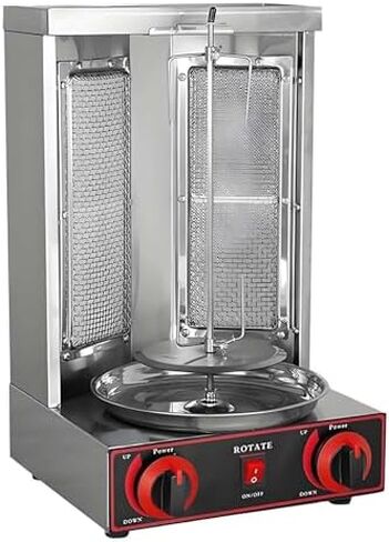 Stainless Steel Vertical Rotisserie Grill - 360° Rotating Shawarma Oven Machine, Adjustable 122-572°F, Ideal for Home & Commercial Use, Gas 2800P Kebab Maker. in Saudi Arabia